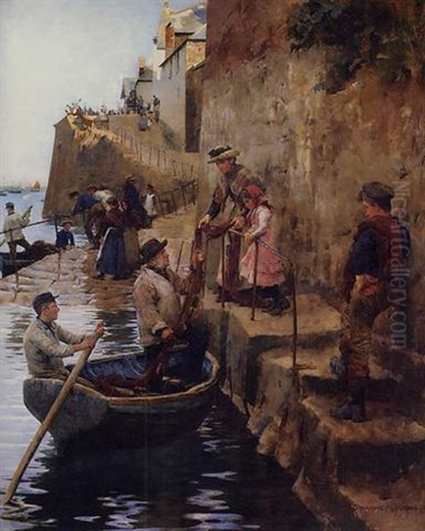 The Slip Oil Painting by Stanhope Forbes