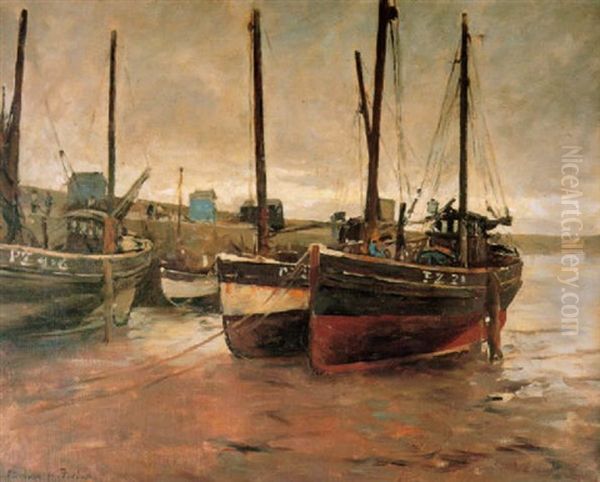 Boats At Anchor Oil Painting by Stanhope Forbes