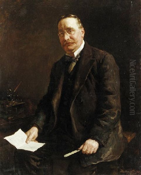 Portrait Of Dudley Ducker Oil Painting by Stanhope Forbes