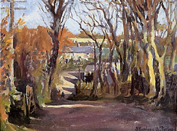 Figures In A Country Lane Oil Painting by Stanhope Forbes