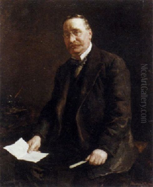 Portrait Of Dudley Ducker Oil Painting by Stanhope Forbes