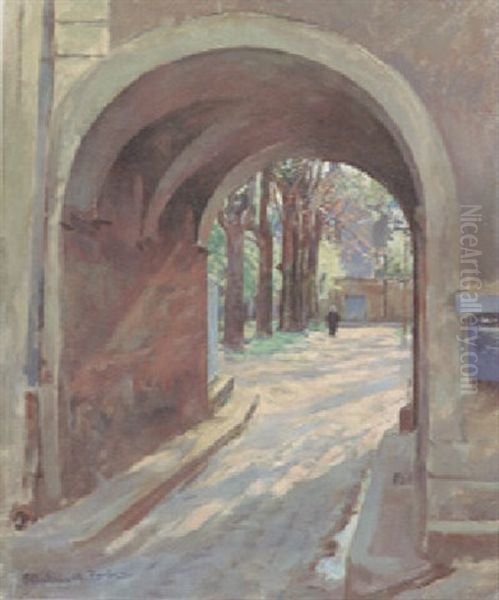 The Old Courtyard, Cahors Oil Painting by Stanhope Forbes