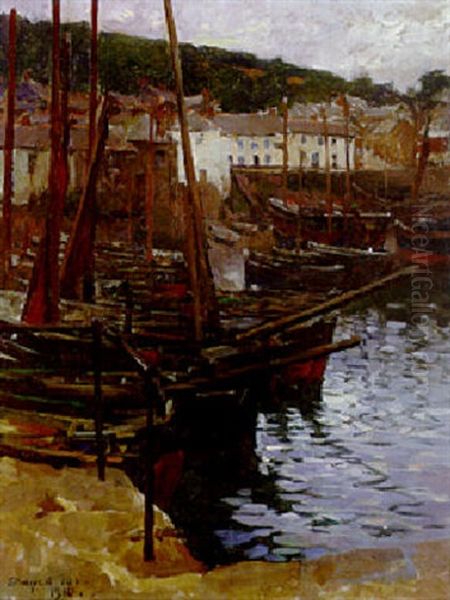 Newlyn Harbour, Cornwall Oil Painting by Stanhope Forbes