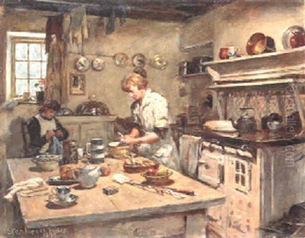 In The Kitchen Oil Painting by Stanhope Forbes