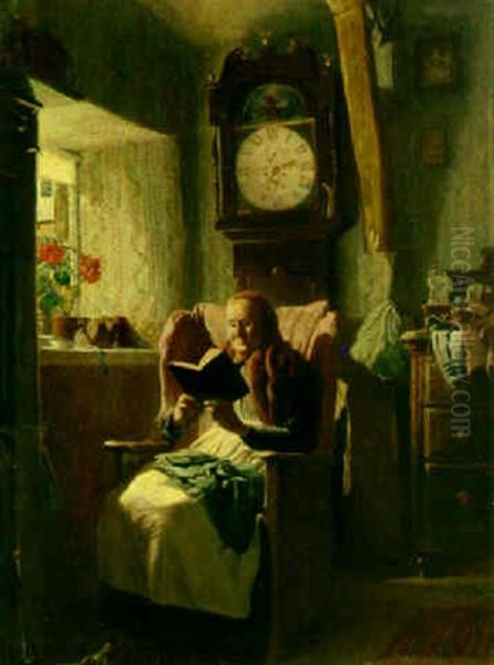 An Interesting Book Oil Painting by Stanhope Forbes