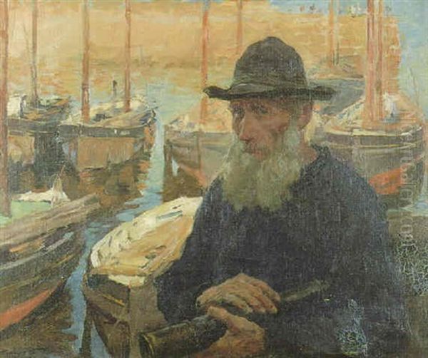 By The Quayside, Newlyn Harbor Oil Painting by Stanhope Forbes