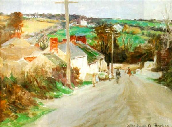 A Cornish Village Oil Painting by Stanhope Forbes