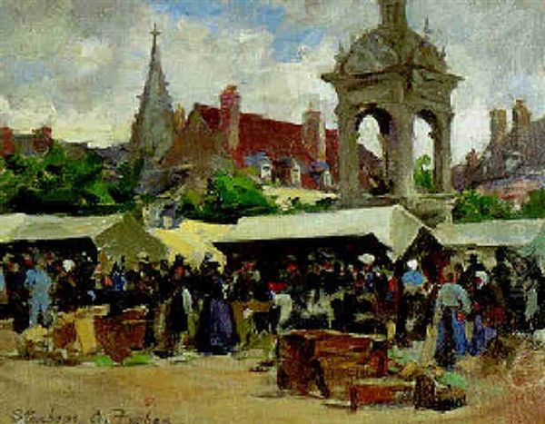 Breton Market Oil Painting by Stanhope Forbes