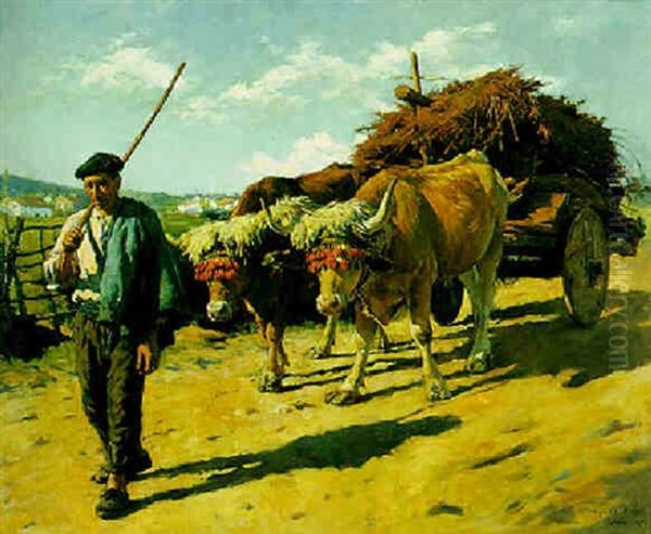 L'attelage Basque Oil Painting by Stanhope Forbes