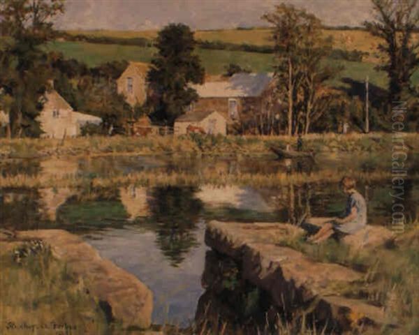 High Water-gweek, Cornwall Oil Painting by Stanhope Forbes