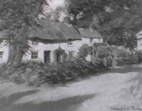 Thatched Cottages, Cornwall by Stanhope Forbes