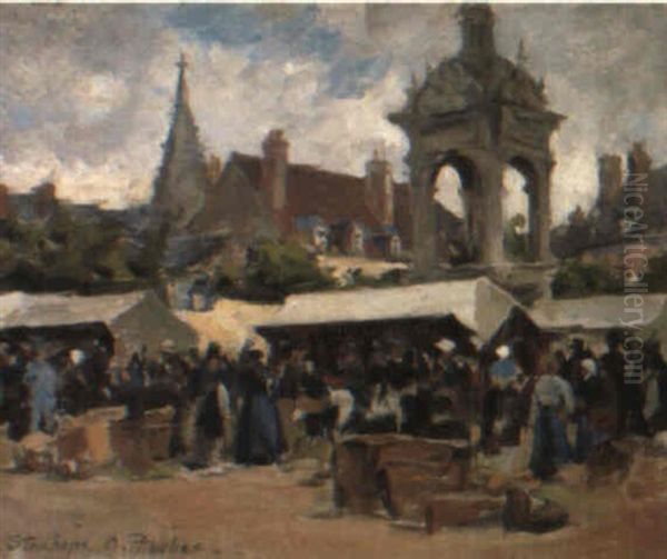 Breton Market Oil Painting by Stanhope Forbes