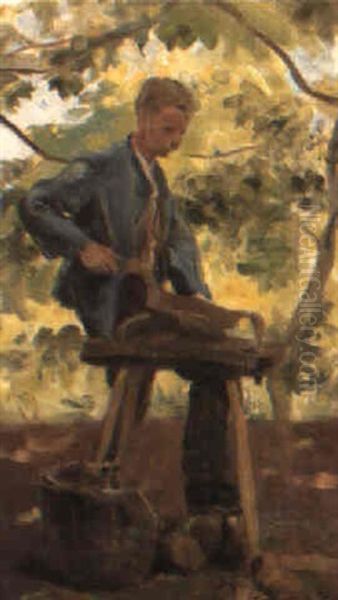 The Turnip Cutter Oil Painting by Stanhope Forbes