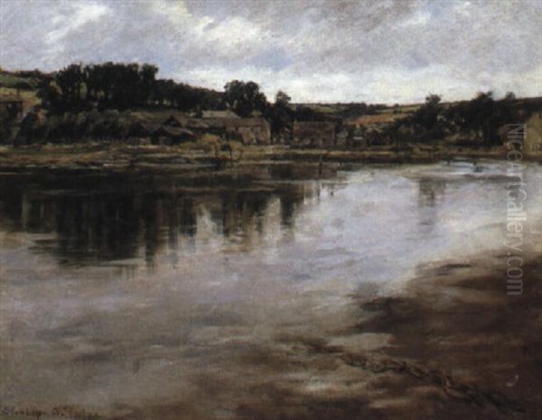 A Cornish Estuary Oil Painting by Stanhope Forbes