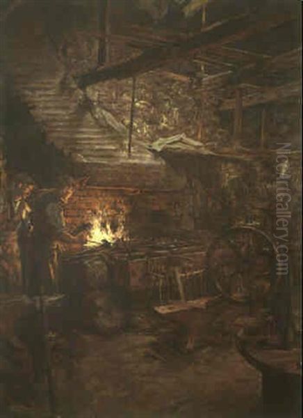 The Smith's Workshop Oil Painting by Stanhope Forbes