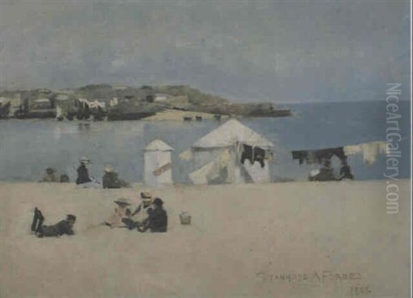 Children On The Beach, St. Ives Oil Painting by Stanhope Forbes