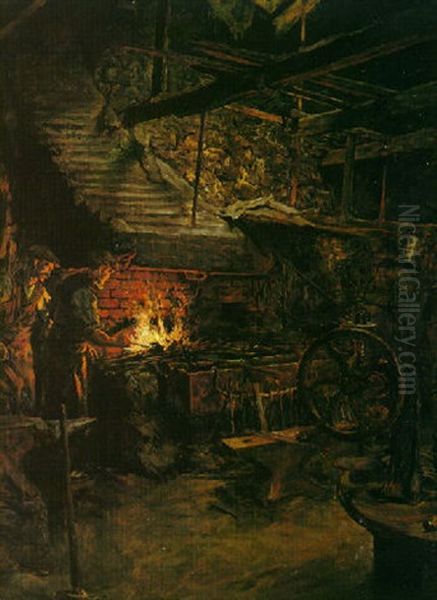 The Blacksmith's Shop Oil Painting by Stanhope Forbes