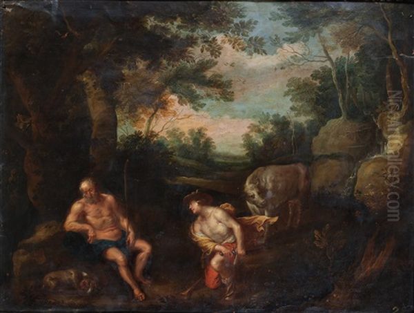 Mercure Et Argus, Pomone Et Jupiter (2 Works) Oil Painting by Guillaume Forchondt the Elder