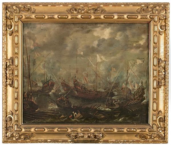 La Batalla De Lepanto Oil Painting by Guillaume Forchondt the Elder