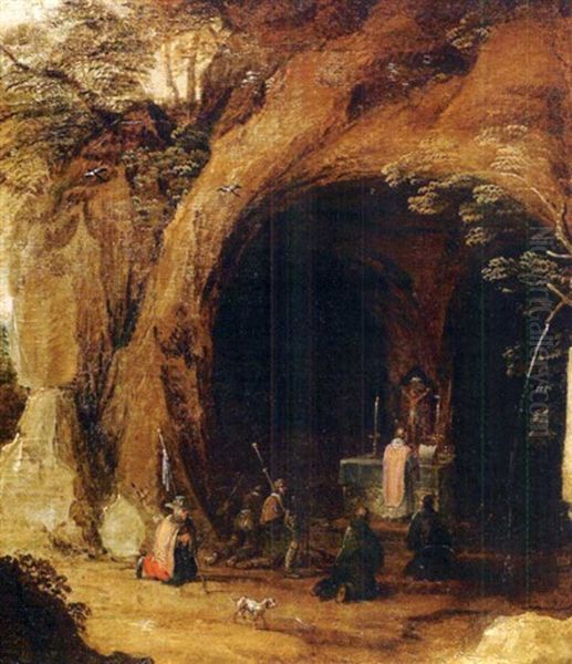 Messe Dans Une Grotte Oil Painting by Guillaume Forchondt the Elder