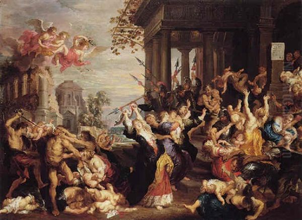 The Massacre Of The Innocents Oil Painting by Guillaume Forchondt the Elder