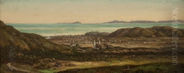 Santa Barbara Mission, Sweeping View Of Santa Barbara And The Mission Oil Painting by Henry Chapman Ford