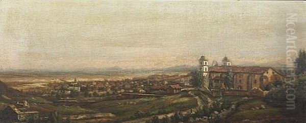 A View Of Early Santa Barbara From Above The Mission Oil Painting by Henry Chapman Ford