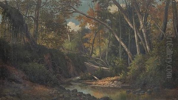 A Wooded Interior, Sycamore Valley Oil Painting by Henry Chapman Ford