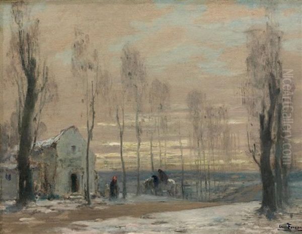 Cavalier Sous La Neige Oil Painting by Henri-Louis Foreau