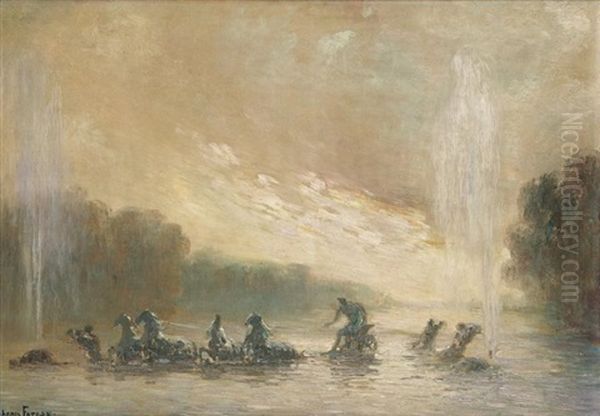 Fontaine, Chateau De Versailles Oil Painting by Henri-Louis Foreau