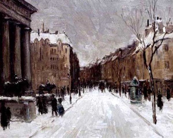 Paris In Winter Oil Painting by Henri-Louis Foreau