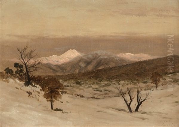 Mountain Landscape With Brush Oil Painting by Lockwood de Forest