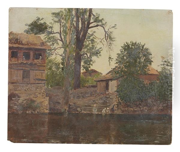 Apple Tree Canal, Srinagar India Oil Painting by Lockwood de Forest