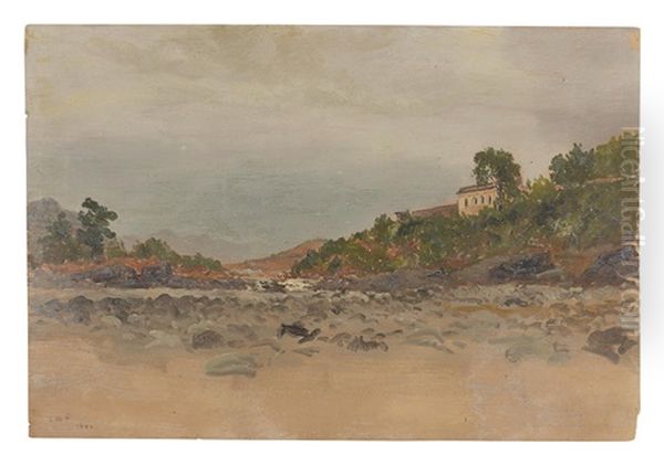 Riverbank Landscape, India Oil Painting by Lockwood de Forest