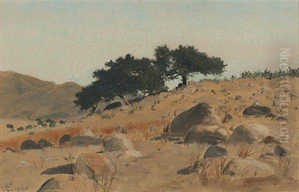 Foothill Landscape With Oak Trees Oil Painting by Lockwood de Forest