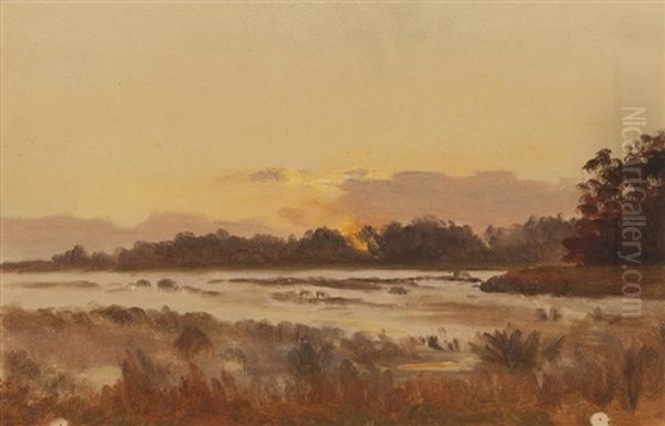 Atmospheric Landscape At Sunset Oil Painting by Lockwood de Forest