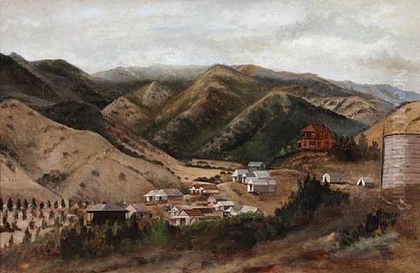 Houses, Believed To Be On Santa Catalina Island Oil Painting by Lockwood de Forest