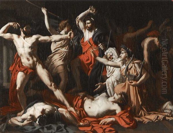 Ulysse Massacrant Les Pretendants De Penelope Oil Painting by Henri Joseph De Forestier