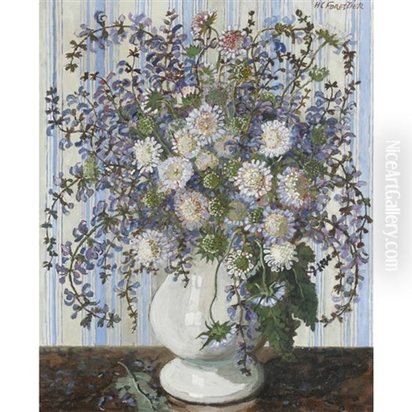 Bouquet Des Champs. Sauges Et Centaurees Oil Painting by Henry-Claudius Forestier