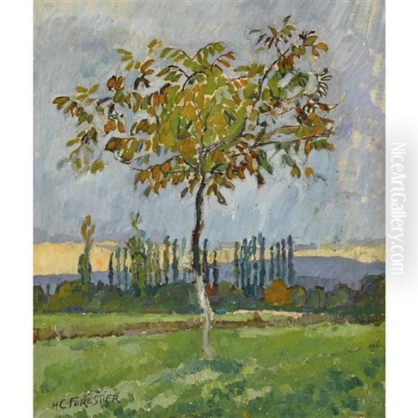 Herbstlandschaft Mit Einem Baum Oil Painting by Henry-Claudius Forestier