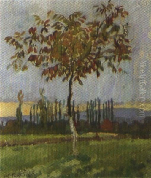 Herbstlandschaft Mit Jungem Baum Oil Painting by Henry-Claudius Forestier