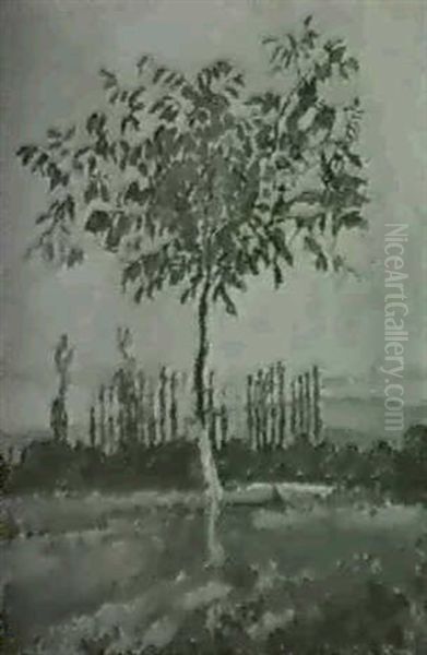 Herbstlich Gefarbter Baum In Weiter Ebene Oil Painting by Henry-Claudius Forestier