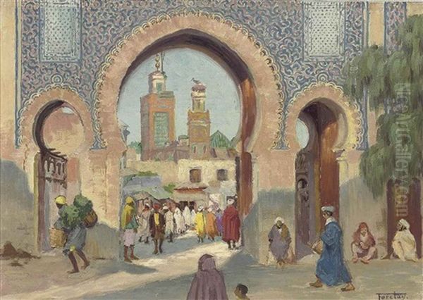 Bab Bougeloud, Fez Oil Painting by Alfred Jean Foretay