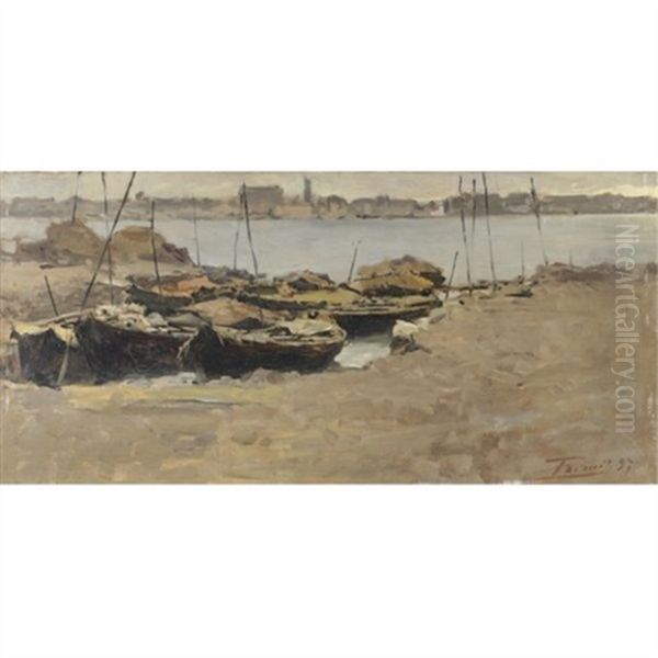 Marina A Chioggia Oil Painting by Achille Formis