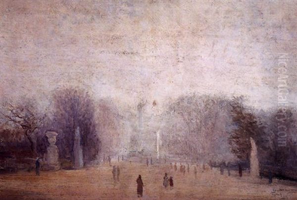 Parque De Paris Oil Painting by Rafael Forns y Romans