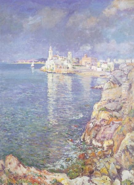 Vista De Sitges Oil Painting by Rafael Forns y Romans