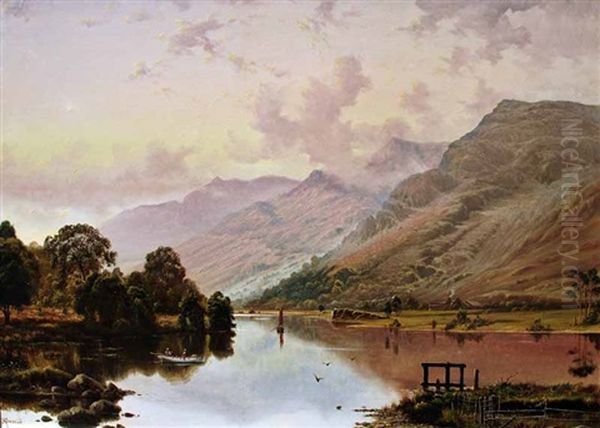 Lake Scene With Boat Oil Painting by Haughton Forrest