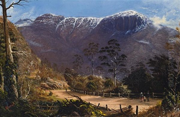 Strickland Avenue, Hobart, With Mount Wellington In The Distance Oil Painting by Haughton Forrest