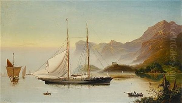 The Duke Of Rutland's Schooner Yacht "shark" In The Kyles Of Bute Off Scotland Oil Painting by James Haughton Forrest