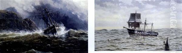 Heavy Seas (+ After The Storm; 2 Works) Oil Painting by James Haughton Forrest